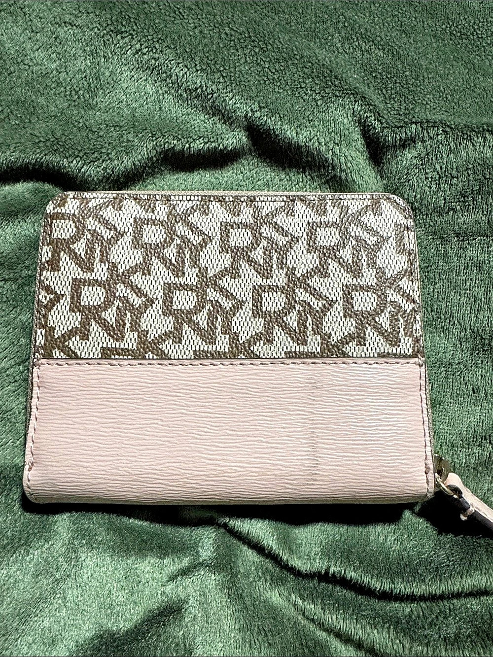 DKNY Bryant Monogram Small Zip Around Wallet Pink & Brown